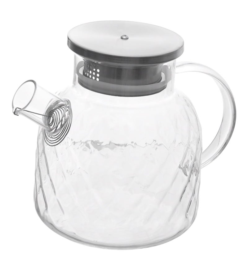 Pitcher For Keeping Liquids Ribbed Glass With Stainless Steel Lid 1500ml Clear - Image 2