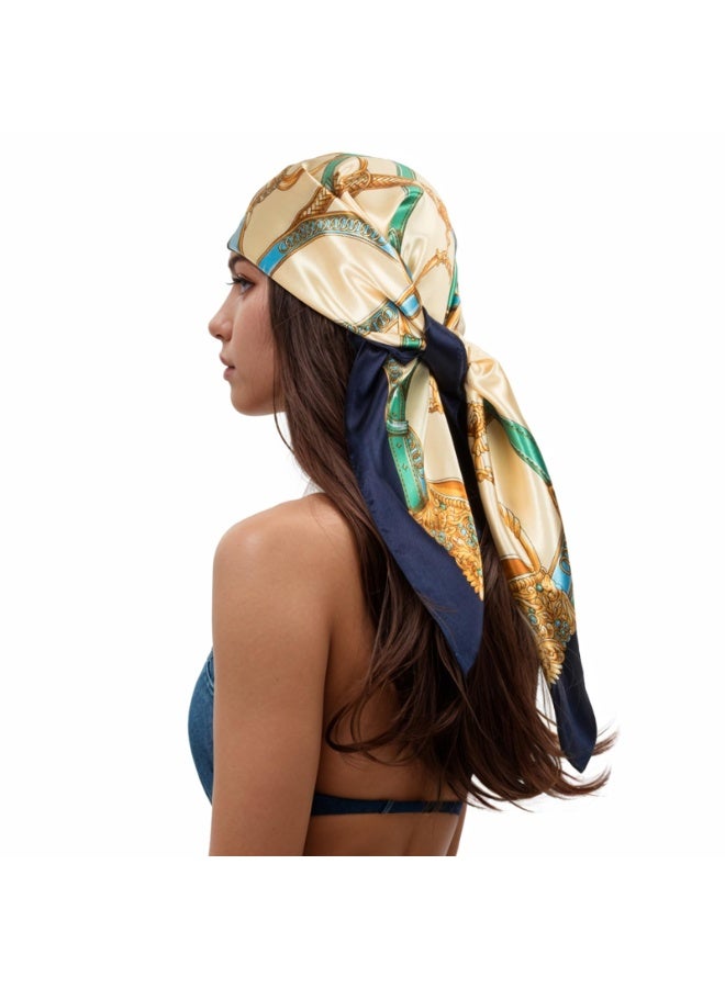 Necker chiefsfor Women Like Silk Scarf Hair Scarf Printed Square Scarf Bandanas for Women 35 Inches - Image 1