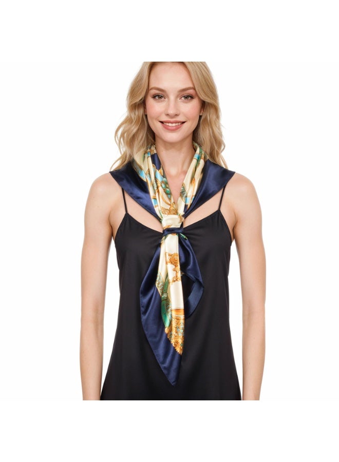 Necker chiefsfor Women Like Silk Scarf Hair Scarf Printed Square Scarf Bandanas for Women 35 Inches - Image 2
