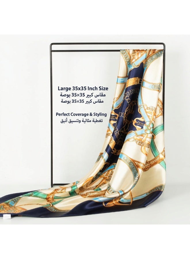 Necker chiefsfor Women Like Silk Scarf Hair Scarf Printed Square Scarf Bandanas for Women 35 Inches - Image 3