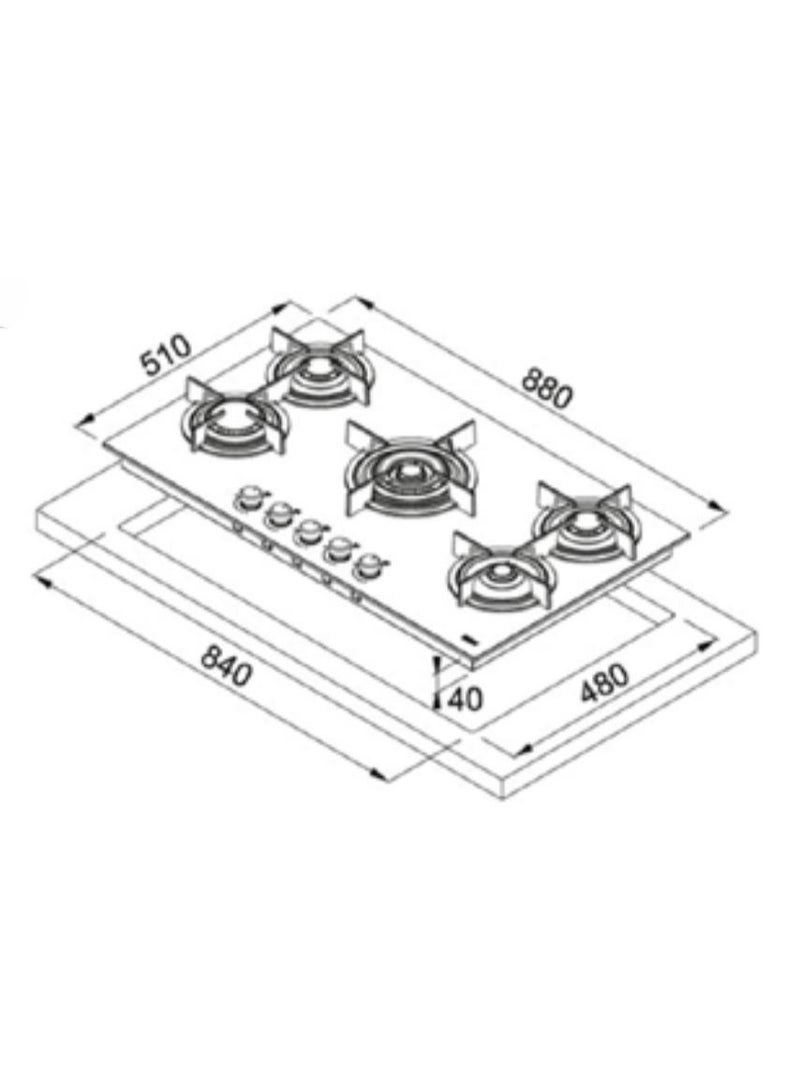 Franke FHCR 905 4G TC HE BK C Built-In Gas on Glass Hob, 5 Burners, Black Glass, 90 cm - Image 3