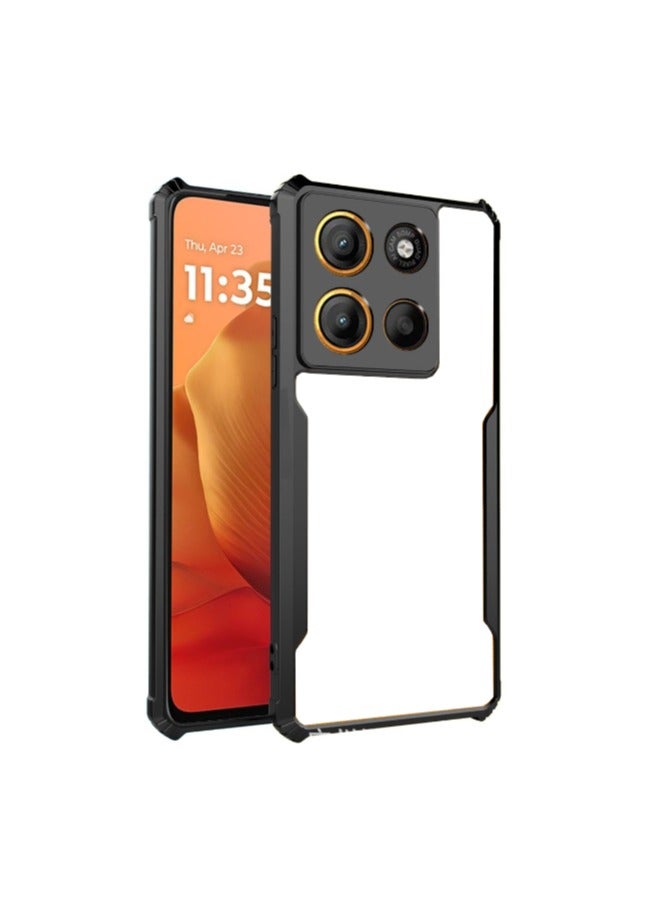 for Motorola G15 Case, Ultra Thin Lightweight, Soft TPU Bumper, Acrylic Clear Back Cover Motorola G15, Black - Image 1