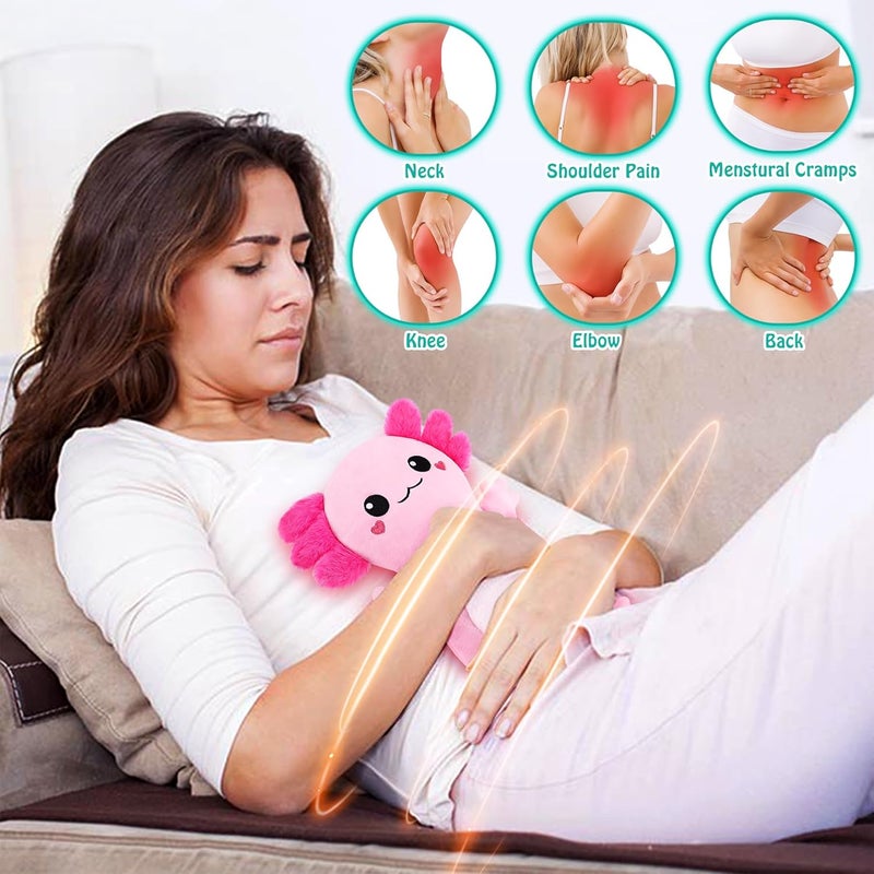 Fighting to Achieve Axolotl Microwave Heating Pad for Period Cramps Cute Animals Microwavable Heating Pad for Women and Kids Cute Pink Axolotl Plush Toy with Removable Heat Pack for Shoulder Neck Knee Pain Relief - Image 4