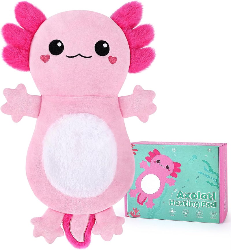 Fighting to Achieve Axolotl Microwave Heating Pad for Period Cramps Cute Animals Microwavable Heating Pad for Women and Kids Cute Pink Axolotl Plush Toy with Removable Heat Pack for Shoulder Neck Knee Pain Relief - Image 1