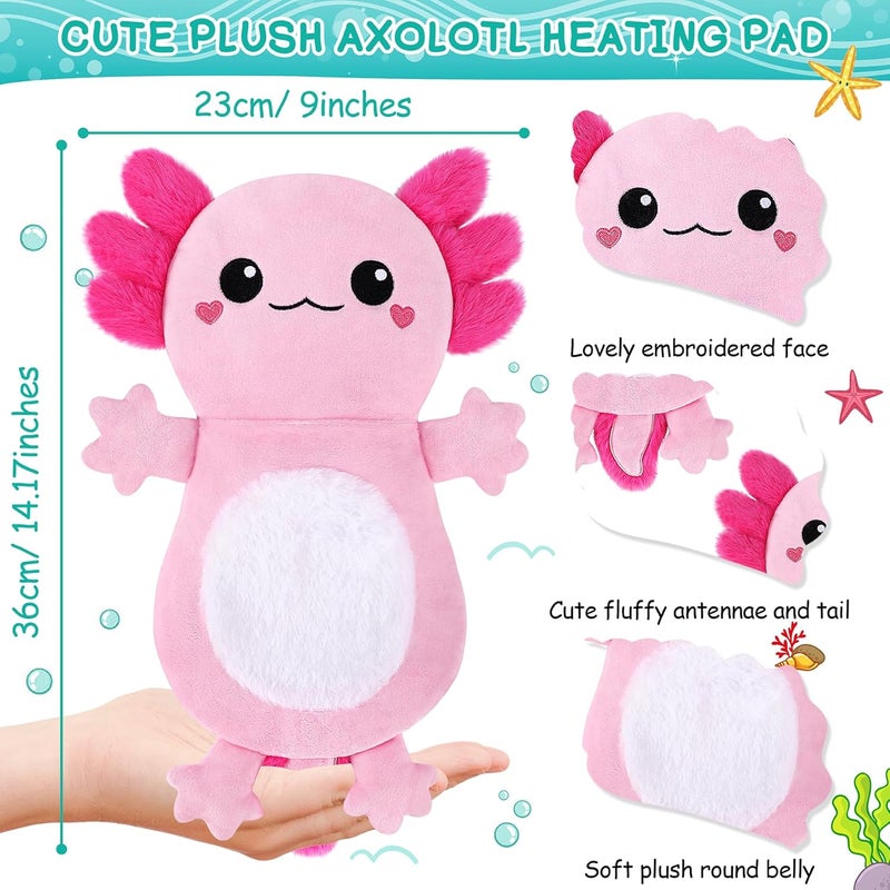 Fighting to Achieve Axolotl Microwave Heating Pad for Period Cramps Cute Animals Microwavable Heating Pad for Women and Kids Cute Pink Axolotl Plush Toy with Removable Heat Pack for Shoulder Neck Knee Pain Relief - Image 2