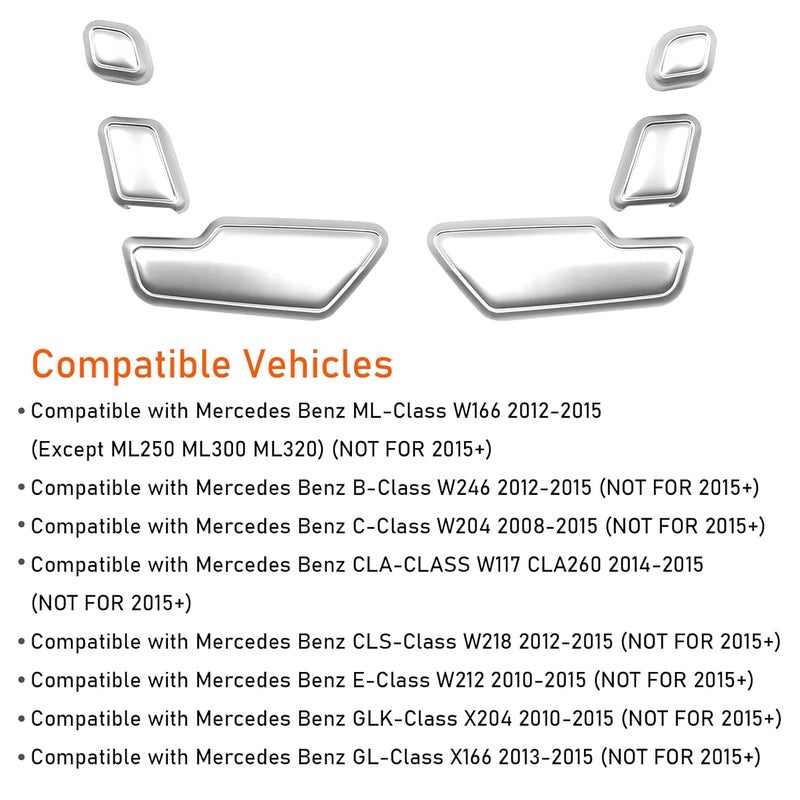 Jaronx Compatible with Mercedes Benz Door Seat Adjust Button Cover,Seat Adjustment Button Caps for B-Class W246,C-Class W204,E-Class W212,ML W166,CLA W117,GLK X204,GL X166,CLS W218 (6PCS) - Image 4