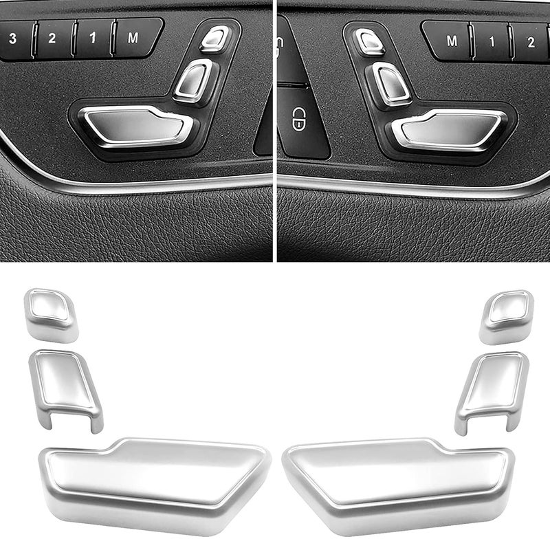 Jaronx Compatible with Mercedes Benz Door Seat Adjust Button Cover,Seat Adjustment Button Caps for B-Class W246,C-Class W204,E-Class W212,ML W166,CLA W117,GLK X204,GL X166,CLS W218 (6PCS) - Image 1