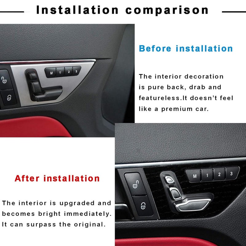 Jaronx Compatible with Mercedes Benz Door Seat Adjust Button Cover,Seat Adjustment Button Caps for B-Class W246,C-Class W204,E-Class W212,ML W166,CLA W117,GLK X204,GL X166,CLS W218 (6PCS) - Image 5