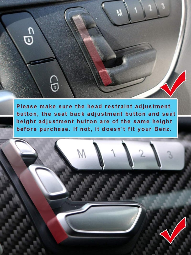 Jaronx Compatible with Mercedes Benz Door Seat Adjust Button Cover,Seat Adjustment Button Caps for B-Class W246,C-Class W204,E-Class W212,ML W166,CLA W117,GLK X204,GL X166,CLS W218 (6PCS) - Image 2
