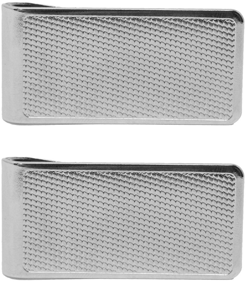 Stephanie Imports Set of 2 Chrome-Plated Stainless Steel Money Clips in Silver (Pebble Grain) - Image 4