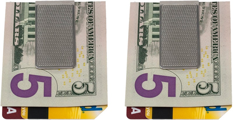 Stephanie Imports Set of 2 Chrome-Plated Stainless Steel Money Clips in Silver (Pebble Grain) - Image 3