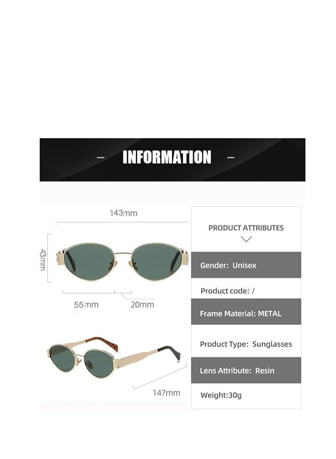 Generic Retro Oval Sunglasses for Women Men - Trendy Gold Sun Glasses - Fashion Metal Frame Shades  - Image 4