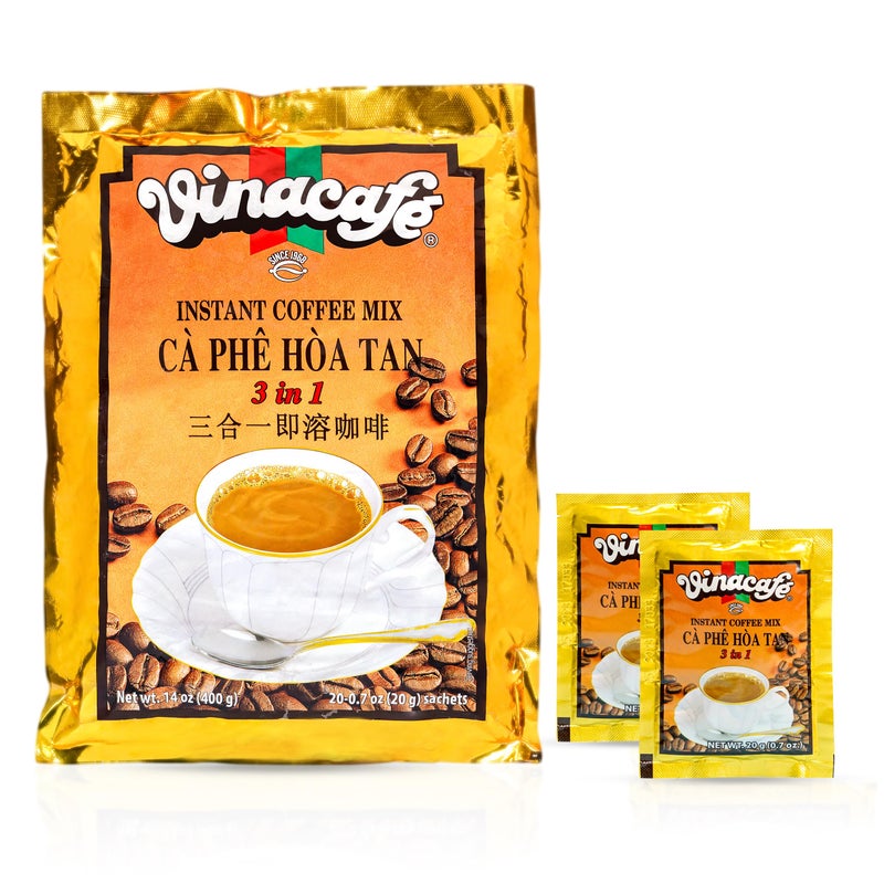Vinacafe Instant Coffee Mix 3 in 1 (Pack of 4 | 20 Sachets Per Bag) - Image 1