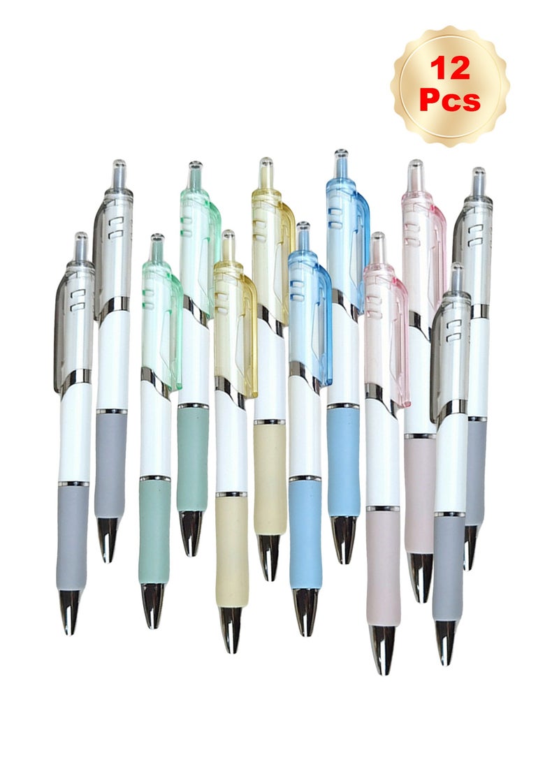 12pcs Gel Pen 0.5 mm Black Ink Pens Retractable Fine Ballpoint Pen Stylish School Supplies for Girls Office Stationery Supplies Gift - Image 1