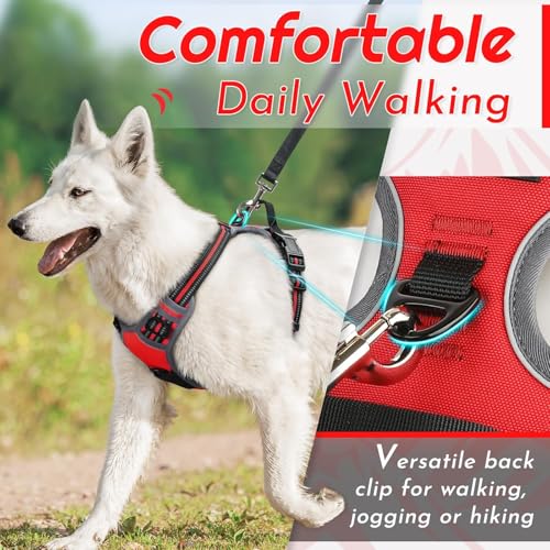 Eagloo Dog Harness Small Sized Dog, No Pull Service Vest with Reflective Strips and Control Handle, Adjustable and Comfortable for Easy Walking, No Choke Pet Harness with 2 Metal Rings, Red, S - Image 4