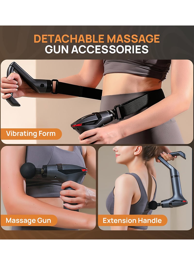 EzzySo مسدس تدليك ميني مع حزام تدليك العضلات للاسترخاء مع مقبض ممتد 3 في 1 مدلك للظهر لتخفيف الألم 12 مستوى سرعة و 4 رؤوس قابلة للتبديل مسدس تدليك لتخفيف آلام الظهر والرقبة - Image 2