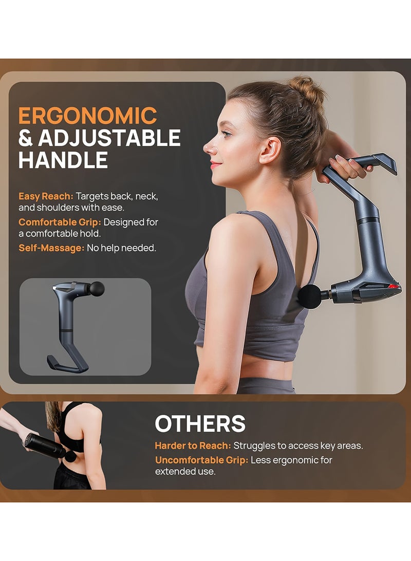 EzzySo مسدس تدليك ميني مع حزام تدليك العضلات للاسترخاء مع مقبض ممتد 3 في 1 مدلك للظهر لتخفيف الألم 12 مستوى سرعة و 4 رؤوس قابلة للتبديل مسدس تدليك لتخفيف آلام الظهر والرقبة - Image 5