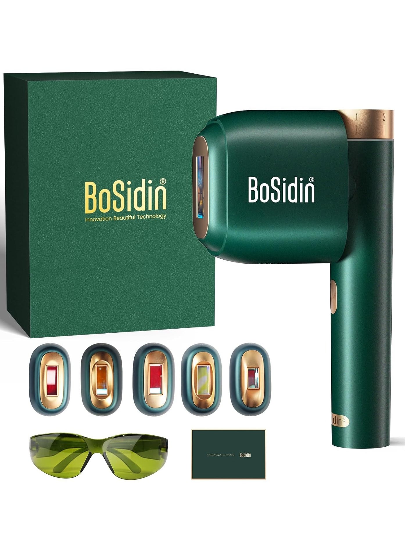 Bosidin Professional IPL Laser Hair Removal Machine Green for Permanent Whole Body Hair Removal Men and Women 