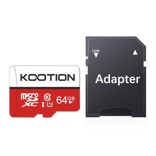KOOTION 1 Pack 64GB بطاقة micro SD، بطاقة ذاكرة micro SDXC فئة 10 بطاقات micro SD UHS-I، C10، U1، بطاقة TF فلاش عالية السرعة مع محول - Image 1