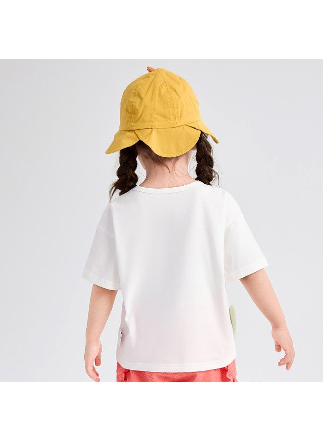 DEESHA Cute Print Drop Shoulder Sleeve】breathable Baby Girl's Summer T-shirt, Lightweight Short-sleeve Top For Toddlers - Image 3