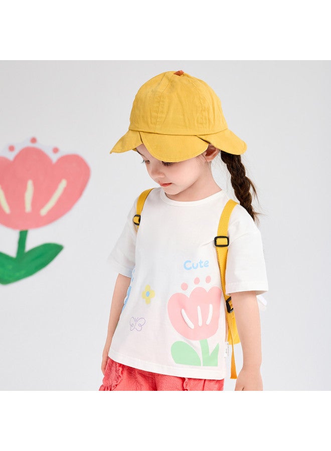 DEESHA Cute Print Drop Shoulder Sleeve】breathable Baby Girl's Summer T-shirt, Lightweight Short-sleeve Top For Toddlers - Image 4