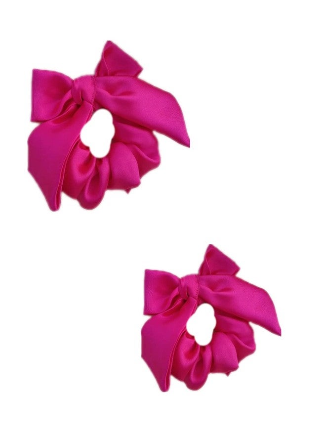 IBDA ربطات شعر من الحرير بلون الماجينتا من إيبدا، مصنوعة يدوياً، ربطة شعر أنيقة، إكسسوارات شعر نسائية، ربطات شعر أنيقة، مطاط ناعم للغاية لتجنب الشد والسحب، ويمنع تلف الشعر. - Image 2