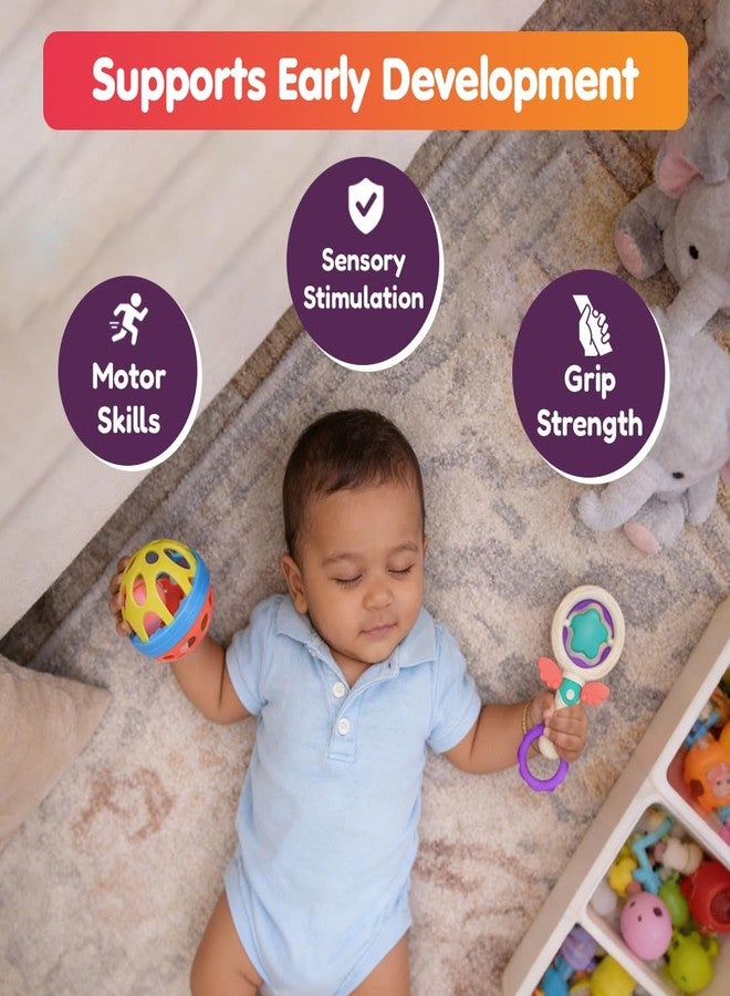 Innovitoy Premium Biggie Ball & Star Rattle Teether Combo for Newborns (0+ Months) | ABS Plastic | BIS Approved | Made in India | No Sharp Edges - Image 4
