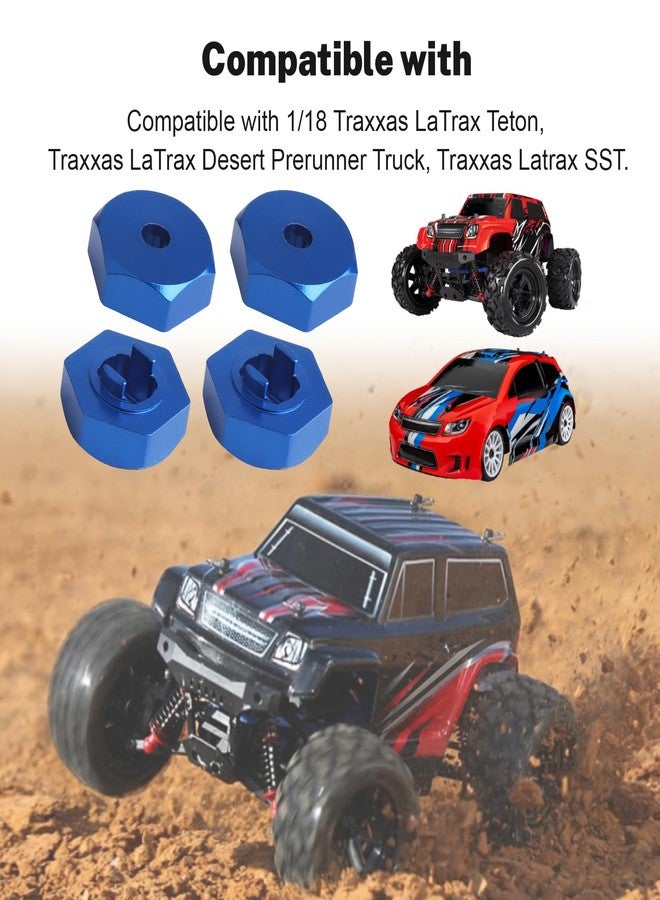 Hobbyfire Metal Aluminum Wheel Hex Hubs 4-Pack Upgrades for 1/18 Traxxas LaTrax Teton Desert Prerunner SST, Replace Parts 7669 (Blue) - Image 5