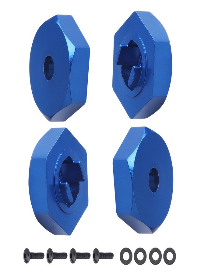 Hobbyfire Metal Aluminum Wheel Hex Hubs 4-Pack Upgrades for 1/18 Traxxas LaTrax Teton Desert Prerunner SST, Replace Parts 7669 (Blue) - Image 1