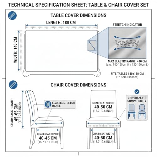 Styleys Dining Chair Cover with Table Covers for Kitchen Waterproof Dining Table Cloth (1 Table Cover + 4 Chair Cover, Beige Tulip Flower, CTSD3128) - Image 4