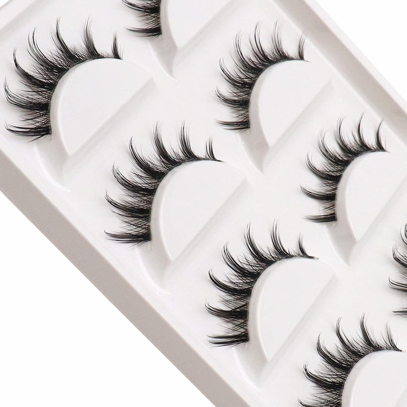 Veleasha Manga Lashes Spiky False Eyelashes 100% Handmade Eyelashes Natural Look Fake Lashes Lightweight Lashes with Soft Clear Band 5 Pairs Pack (009) - Image 5