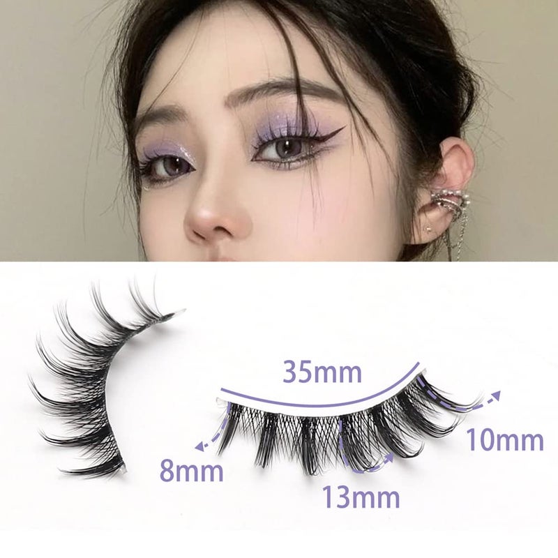 Veleasha Manga Lashes Spiky False Eyelashes 100% Handmade Eyelashes Natural Look Fake Lashes Lightweight Lashes with Soft Clear Band 5 Pairs Pack (009) - Image 3