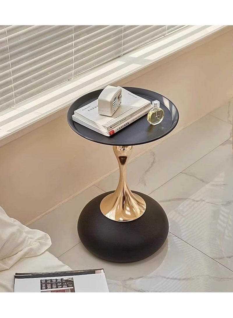 Raqi Coffee table, side service table for serving coffee and tea, suitable for the living room, office and bedroom (black/gold) 39x39 cm - Image 4