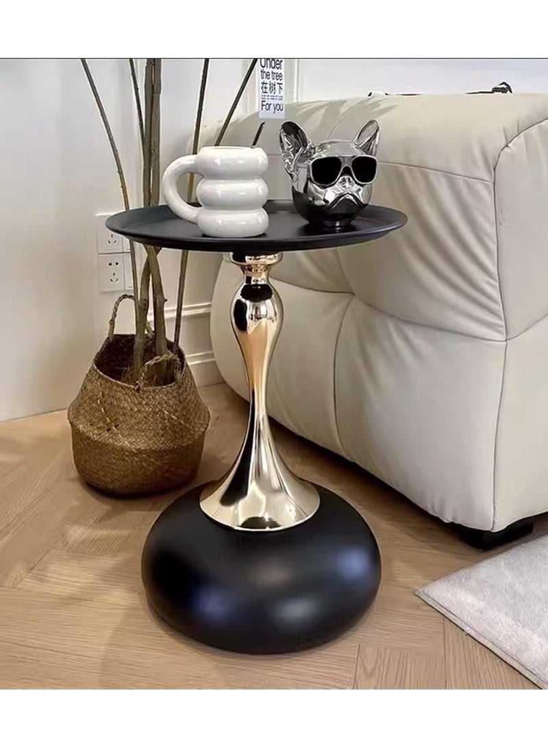 Raqi Coffee table, side service table for serving coffee and tea, suitable for the living room, office and bedroom (black/gold) 39x39 cm - Image 3