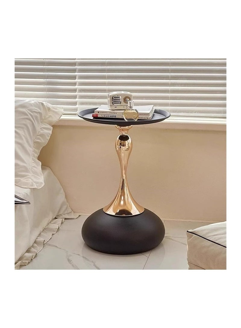 Raqi Coffee table, side service table for serving coffee and tea, suitable for the living room, office and bedroom (black/gold) 39x39 cm - Image 1