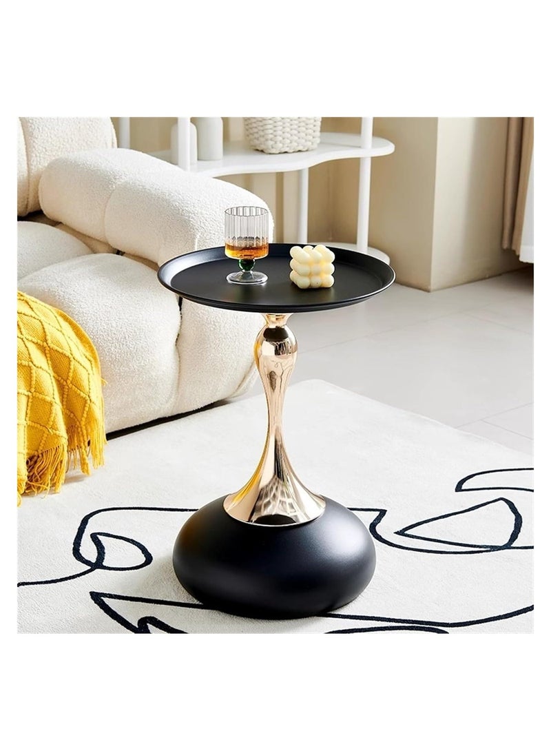 Raqi Coffee table, side service table for serving coffee and tea, suitable for the living room, office and bedroom (black/gold) 39x39 cm - Image 2