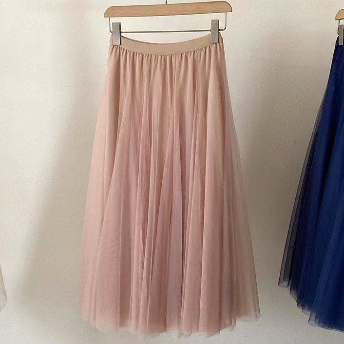 Pleated skirt gauze skirt female fairy gauze skirt medium long large swing skirt dance skirt square dance wholesale lotus root starch 