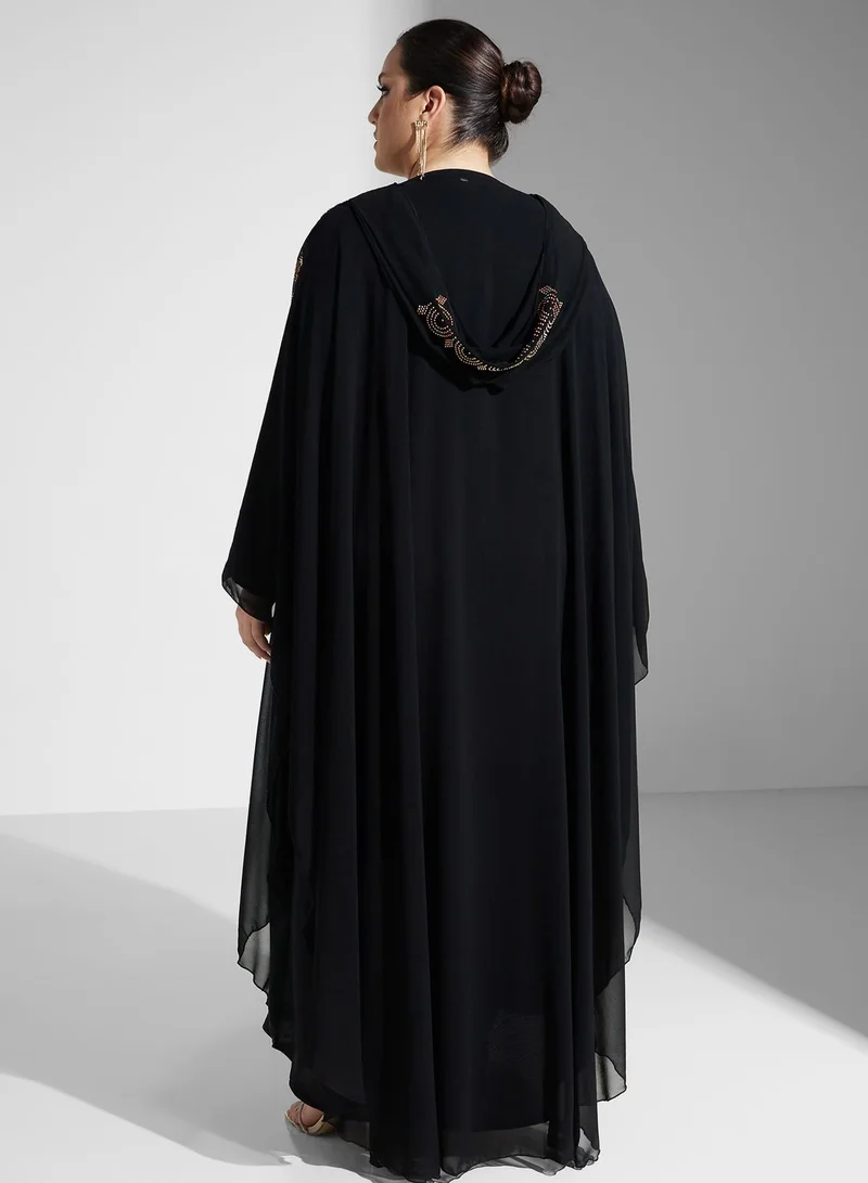 Khizana Embellished Detail Abaya With Hood