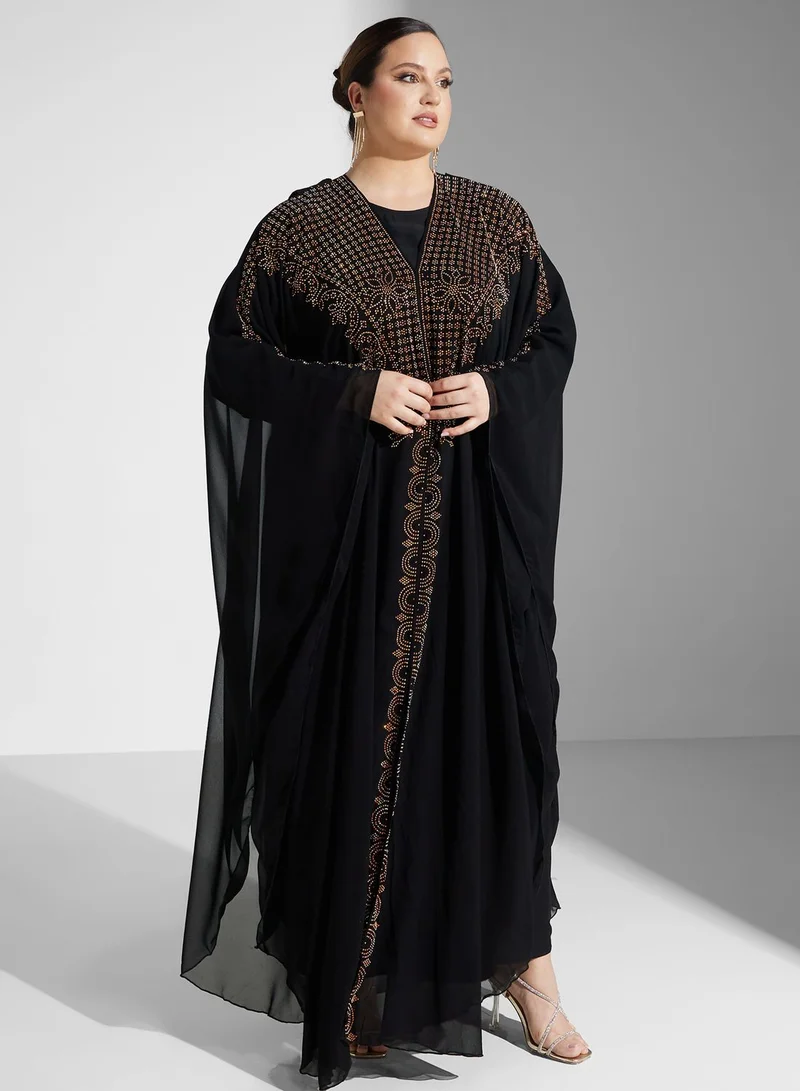 Khizana Embellished Detail Abaya With Hood