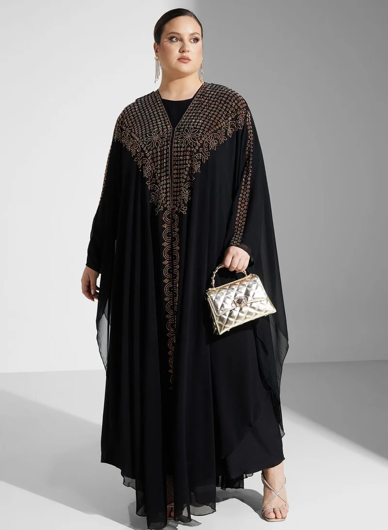 Khizana Embellished Detail Abaya With Hood