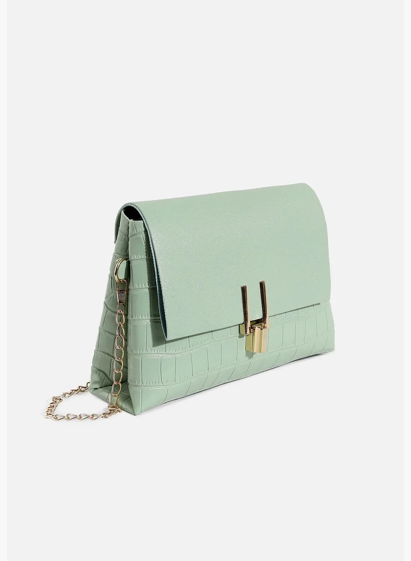 Haute Sauce Textured Casual Regular Sling Bag with Push Lock For Women