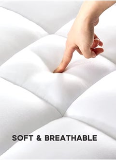 Asraar Premium 20 cm Thick Cotton Mattress Topper with Soft Cotton Filling - Breathable Bed Pad with Fitted Corner Edges - Enhances Comfort and Support for Better Sleep - Soft Fluffy Mattress Protector for Back Pain Relief, Deep Pocket Mattress Cover, Size - 200 x 120 cm White  - Image 4