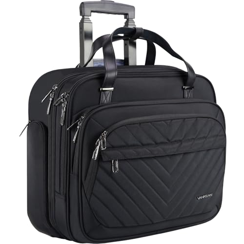 VANKEAN Rolling Laptop Bag for Women with Wheels 156 Inch Water Repellent Overnight Computer Bag with RFID Pockets for Travel Business Work Black - Image 1