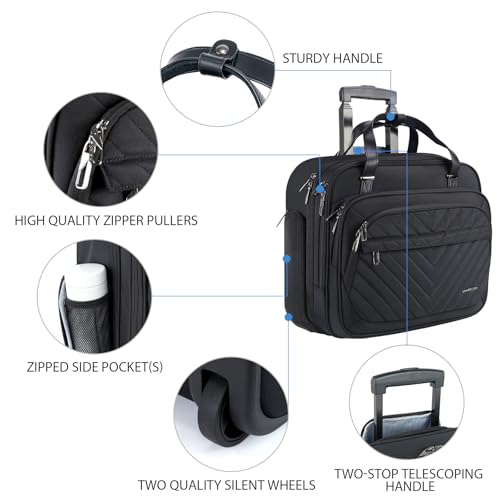 VANKEAN Rolling Laptop Bag for Women with Wheels 156 Inch Water Repellent Overnight Computer Bag with RFID Pockets for Travel Business Work Black - Image 3
