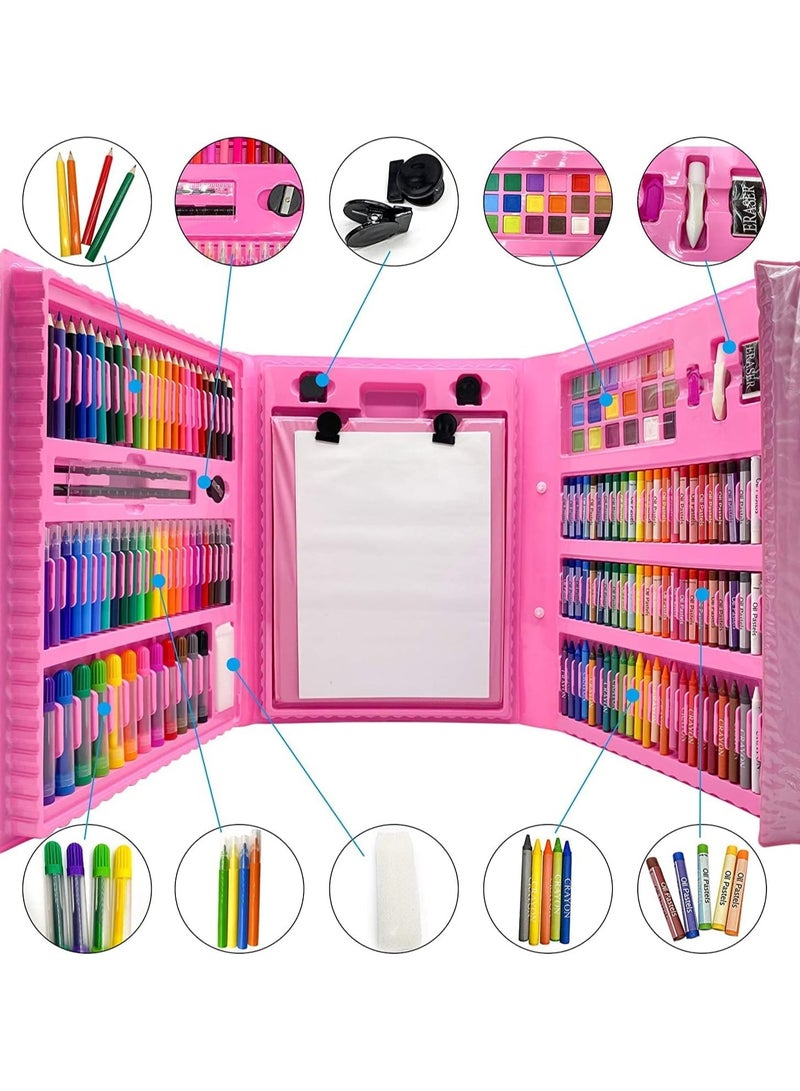 Eleish 208 pcs Art Supplies Kit for Painting,Drawing Art Kit for Kids with Double Sided Trifold Easel, Oil Pastels, Crayons, Colored Pencils, Watercolor for Kids Girls Boys Teens Artist - Image 2