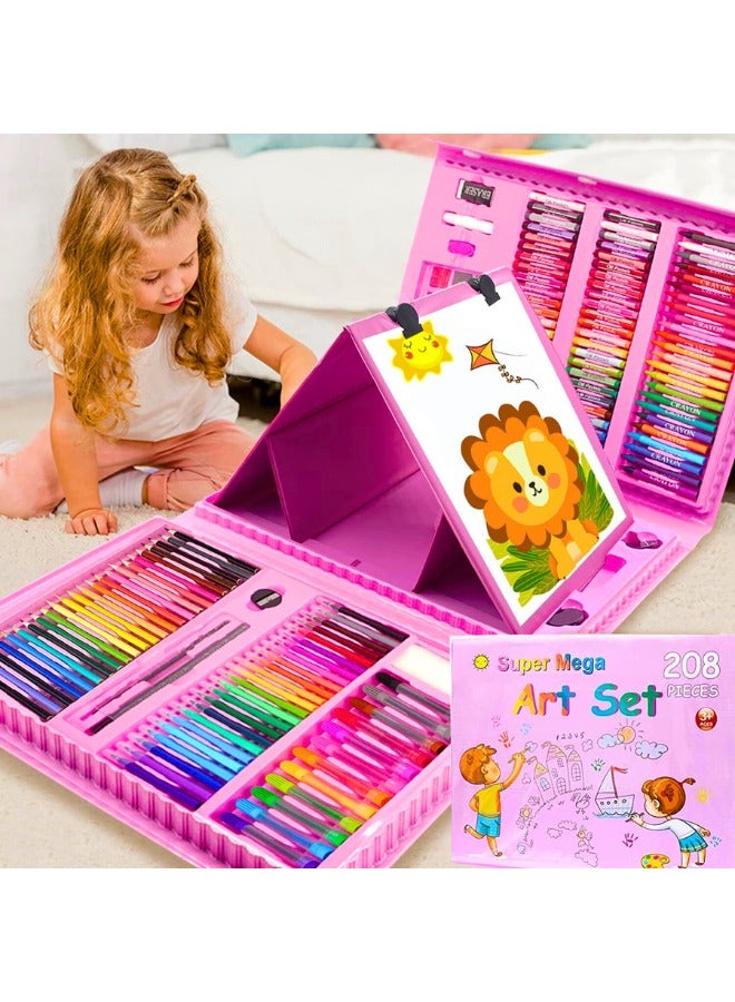 Eleish 208 pcs Art Supplies Kit for Painting,Drawing Art Kit for Kids with Double Sided Trifold Easel, Oil Pastels, Crayons, Colored Pencils, Watercolor for Kids Girls Boys Teens Artist - Image 1
