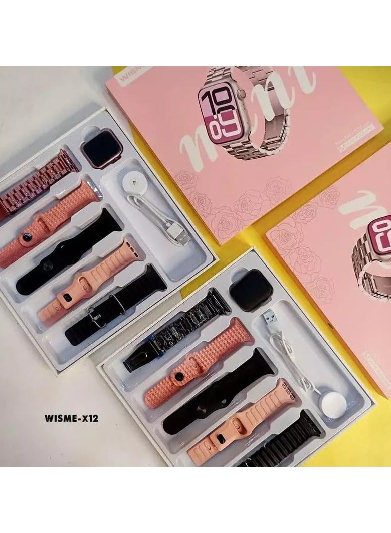 WISME MX-12 MINI Smartwatch – Elegant Stainless Steel Design, Full-Touch Display, and Advanced Fitness Tracking (PINK) - Image 3