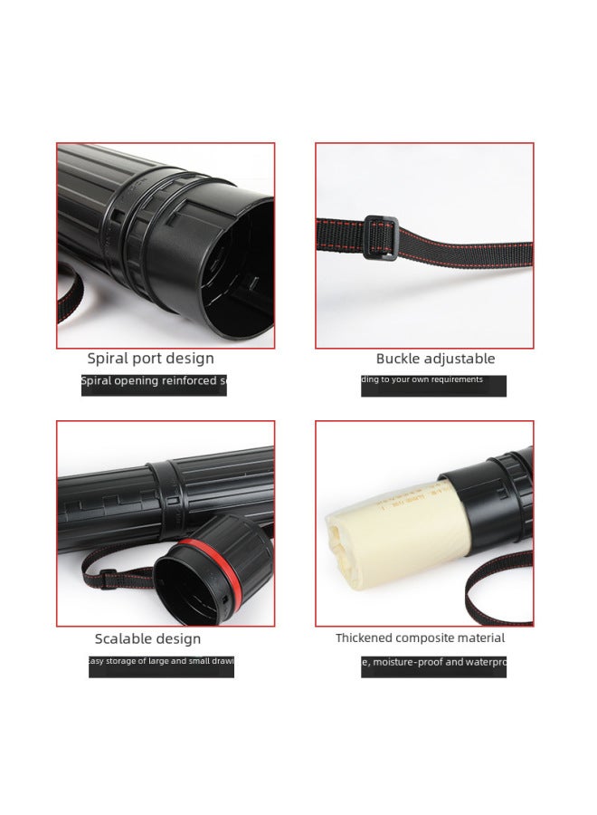 BRANDT Art Plastic Retractable Picture Cartridge Drawing Works Collection Storage Cartridge Retractable Straight Black Cartridge Display Rack Storage Barrel - Image 2