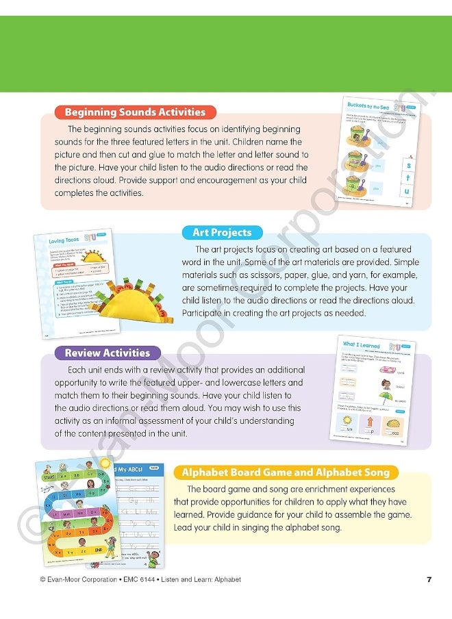 Alphabet, PreK Workbook: Listen and Learn Audio Workbook, Phonemic Awareness and Phonics