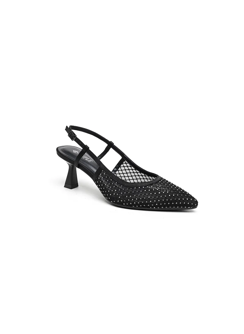 كيوبل slingback pointed heel shoe netted design